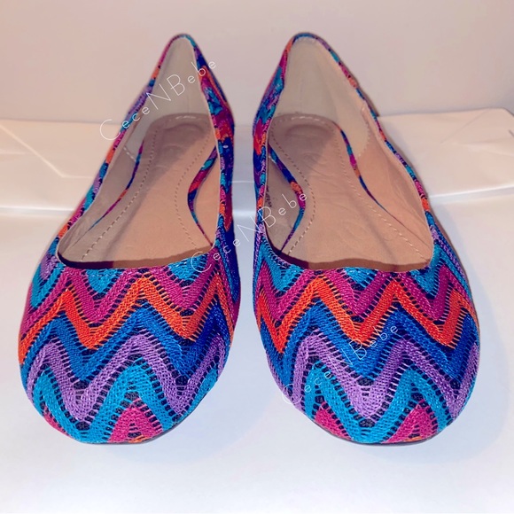 ❤️HostPick🌟US7🌈Rainbow Stripe Chevron Heringbone Easter Embroidery BALLET FLAT - Picture 3 of 9